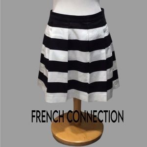 NWT FRENCH CONNECTION Sunshine Walk Stripe Cotton Skirt, Black/White, Size‎ 4